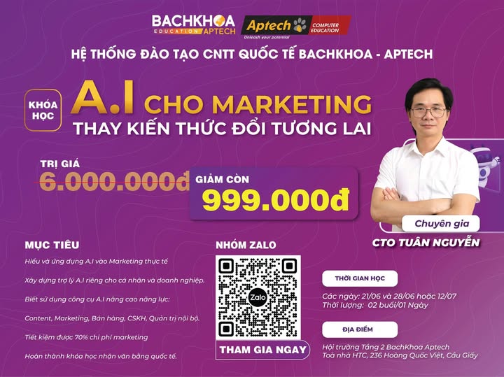 Khoá học A.I cho marketing từ CTO Tuân Nguyễn